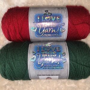 2  I Love This Yarn! Acrylic 7 oz each . Cranberry & Forest hobby lobby